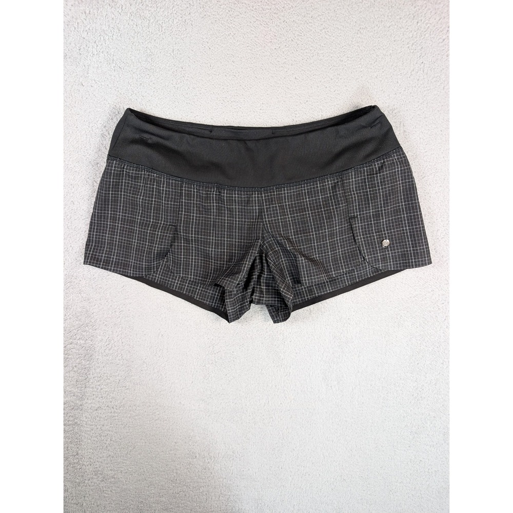 Brooks PureProject Running Shorts Womens Small Black Grey Grid Plaid Athletic